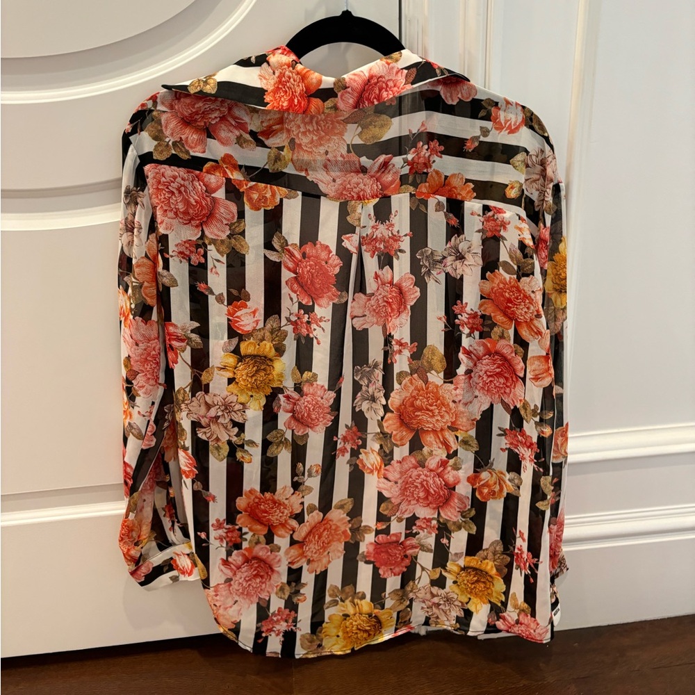 Zara Floral Striped Blouse - Picture 2 of 3